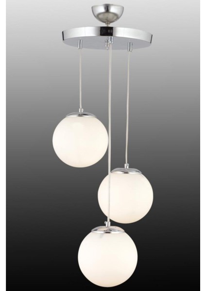 UltraNova 3'lü Gümüş Beyaz Cam Sarkıt Avize, Metal Materyal, 30x60 Boyut fırsatları