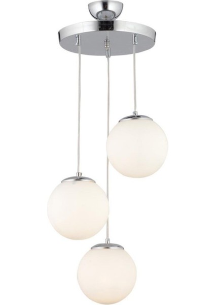 UltraNova 3'lü Gümüş Beyaz Cam Sarkıt Avize, Metal Materyal, 30x60 Boyut indirimleri