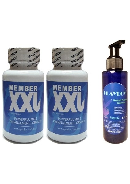 Hintohu Member Xxl Erkeklere Özel 60LI 2 Adet + Playboy Natural Personal Lubricant 125ML Lubricant Gel Jel