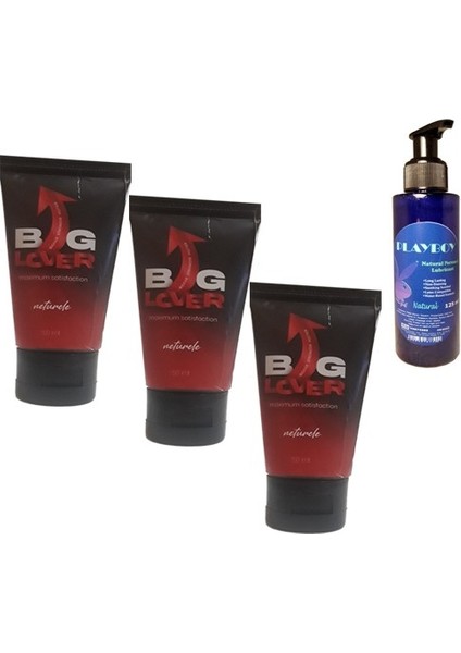 Erkeklere 50 ml Jel 50 ml Maximum Strength Hardening Gel For Men 3 Adet - Playboy Natural Personal Lubricant 125 ml