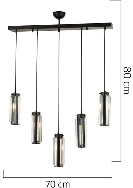 UltraNova Modern 5'li siyah metal sarkıt avize, şık ve zarif salon dekorasyonu için ideal. fırsatları