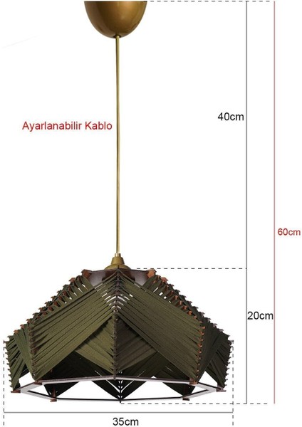 UltraNova Haki-Yeşil Sarkıt Avize, 30x60 cm, Eskitme, Plastik materyal fiyatları