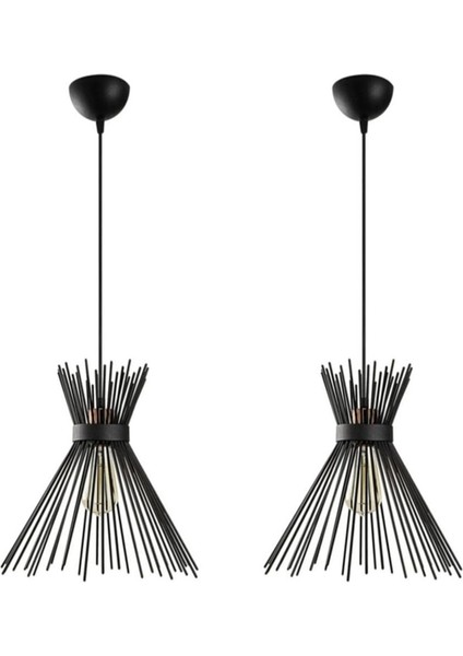 UltraNova Retro siyah metal avize, 100x200 boyutunda, şık ve modern aydınlatma ürünü