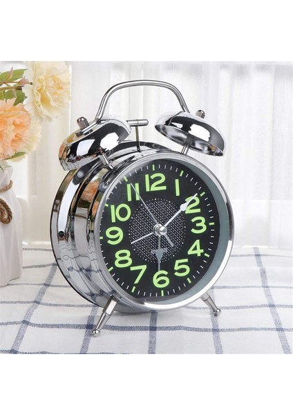 UltraNova Vintage metal masa saati, büyük boy, analog gösterge, ışıklı alarm, şık gri tasarım modelleri