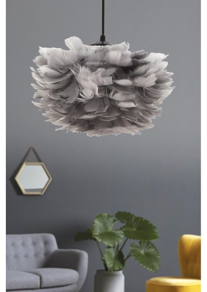 UltraNova Modern gri avize, kumaş detaylı, 25x25 boyutunda şık ve şık aydınlatma ürünü