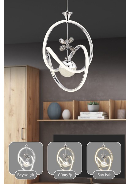 UltraNova 3 Renk Işık Dimmerli Modern Sarkıt Led Avize, Alüminyum, 30x75 cm