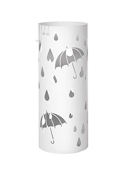 LUC23W Şemsiye Standı, Metal Yuvarlak Şemsiye Ayağı, Su Toplama Kasesi Çıkarılabilir, Kancalı, 49 x Ø 19,5 Cm, Beyaz modelleri