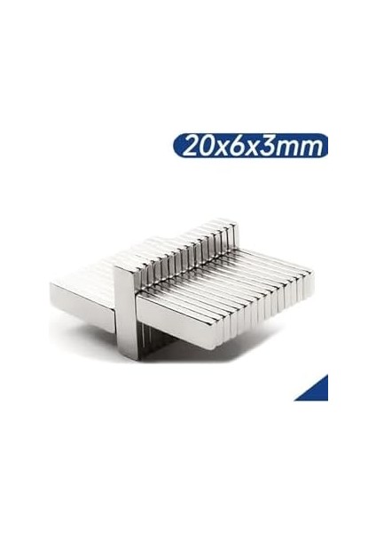 20MM x 6mm x 3mm Köşeli Süper Güçlü Neodyum Mıknatıs 2 Adet