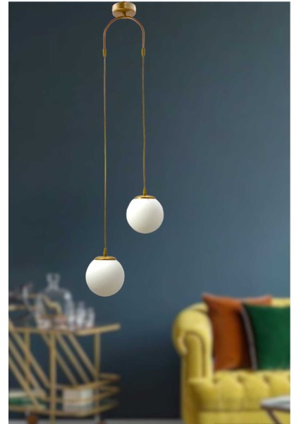 UltraNova Modern 2'li sarkıt avize, beyaz cam, metal malzeme, 40x18 boyutlu. fırsatları