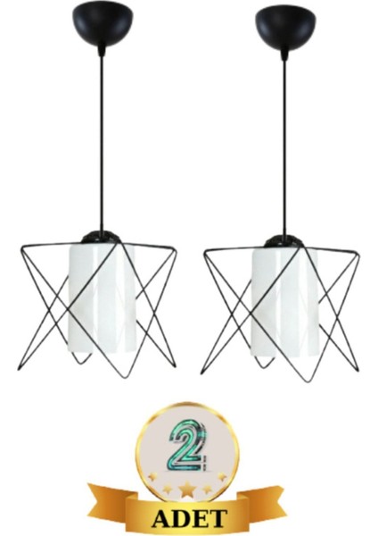 UltraNova Şık Siyah Sarkıt Avize, Metal Malzeme, 60x60 cm, 2 Adet Set