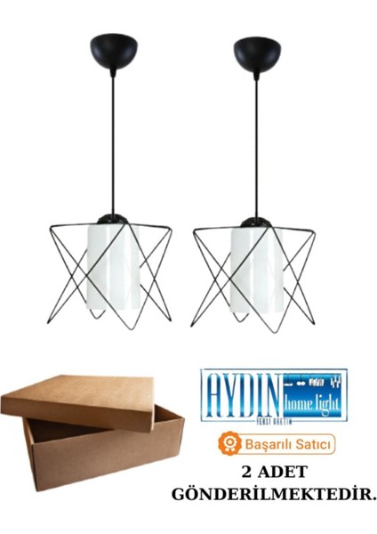 UltraNova Şık Siyah Sarkıt Avize, Metal Malzeme, 60x60 cm, 2 Adet Set