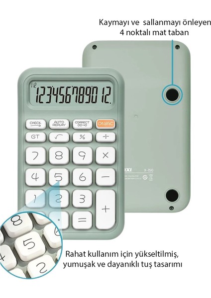 Yeşil 12 Haneli Hesap Makinesi (2818)
