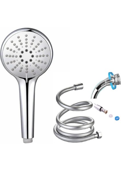Duş Seti / 3 Fonksiyonlu Yüksek Dayanımlı Abs Duş Başlığı + 170CM Ekstra Uzun Duş Hortumu/nerolıa