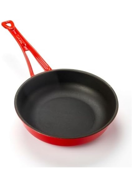 Metal Döküm Kızartma Tavası, Metal Saplı, 24 Cm, Kırmızı
