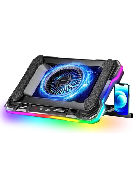 GT100 Gaming Laptop Sogutucu 2200RPM, Rgb Işıklı, LED Display Notebook Soğutucu Stand