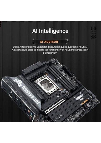 Tuf Gamıng B860M Plus Wıfı Intel Matx Anakart, 12+1+2+1 80A Drmos Güç Aşamaları, Ddr5, Pcıe 5.0, 3xm.2 Yuvaları, Wifi 7, 2.5gb Ethernet, Displayport, Hdmı, Dp Alt Modlu USB 20GBPS Tip-C