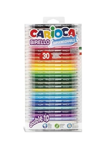 Bırello Süper Yıkanabilir Çift Taraflı Keçeli Boya Kalemi 30'lu