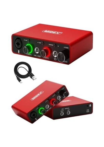 GLX-700RD Üst Segment USB Stüdyo Ses Kartı 2 Giriş 2 Çıkış 24BIT/192KHZ