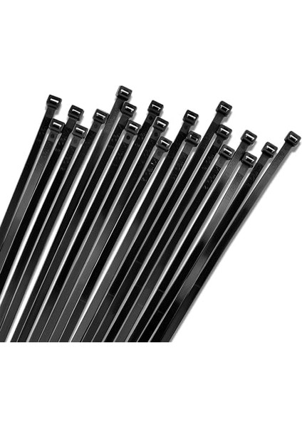 Kablo Bağı, 100'LÜ Paket Plastik Kelepçe (3,6 mm Kalınlık, Siyah, 300 mm Uzunluk)
