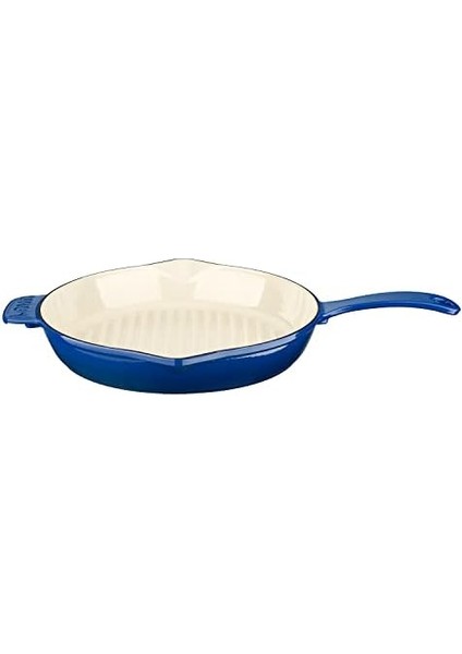 Döküm Yuvarlak Izgara Tavası Döküm Demir Yekpare Saplı Edition Serisi ÇAP(Ø)28CM. Mavi
