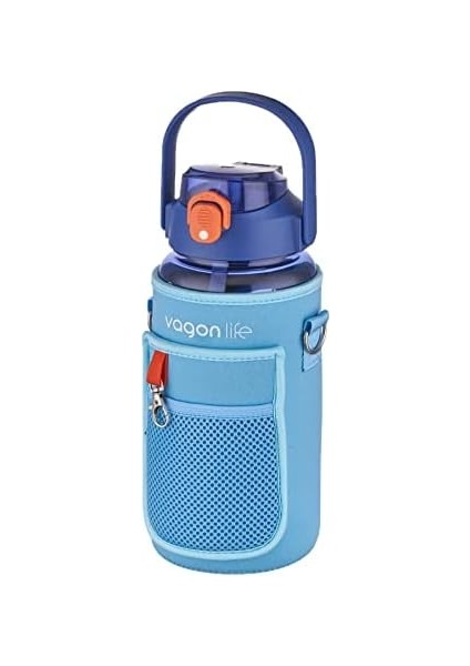 Kılıflı ((Telefon Koyma Yeri)) Taşıma Askılı 1500 ml Pipetli/pipetsiz Kullanım Su Matarası