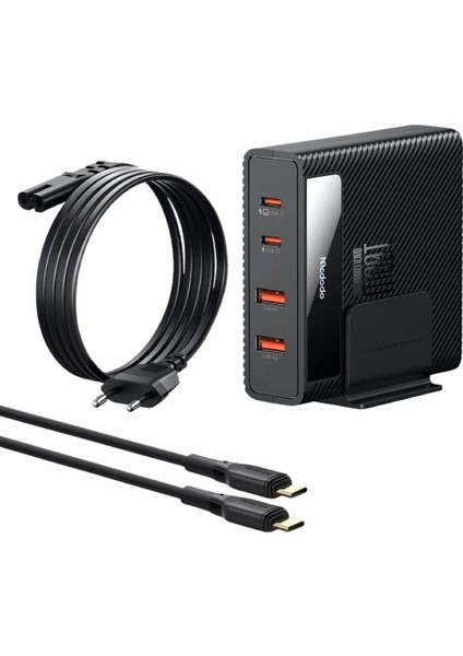 CH-1802 100W 2xusb 2xtype-C Girişli Powigan Hızlı Şarj Cihazı Istasyonu Siyah