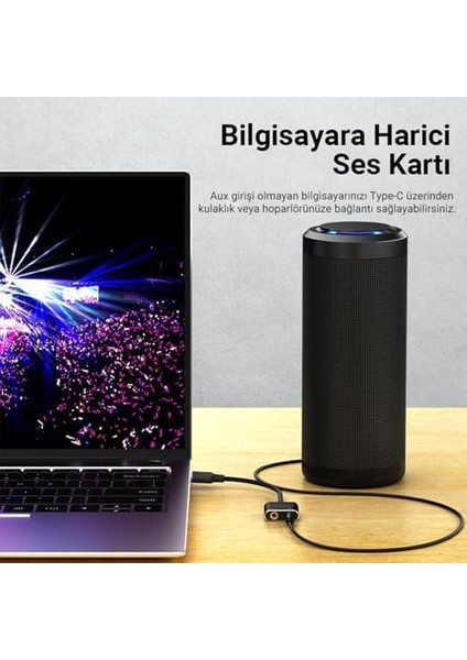 Type-C Ses Kartı 3.5mm Kulaklık ve Mikrofon Girişli
