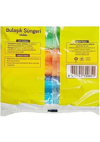 Oluklu Bulaşik Süngeri 8'li (1 x 8 Adet)