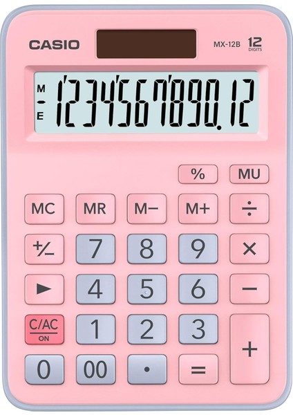 MX-12B-PKLB Açık Pembe+Açık Mavi 12 Hane Masa Üstü Hesap Makinesi