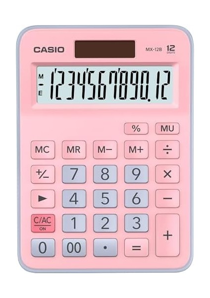 MX-12B-PKLB Açık Pembe+Açık Mavi 12 Hane Masa Üstü Hesap Makinesi