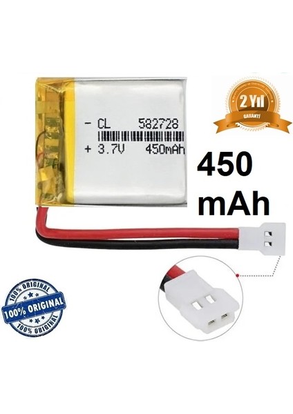 Jst Mx2.0 450 Mah 3.7V Drone Helikopter Oyuncak Araba Telsiz Telefon Pili
