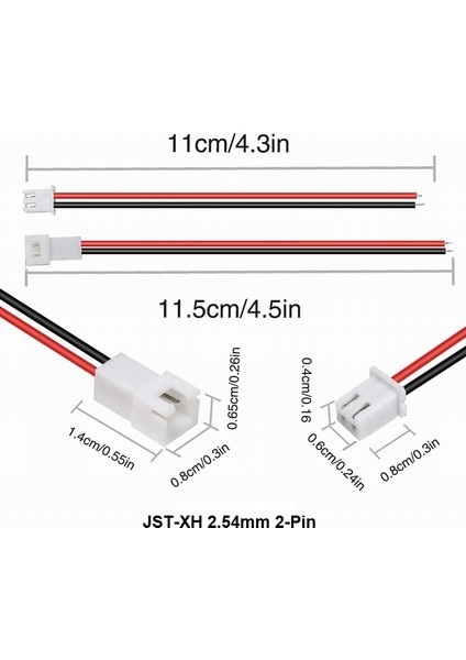 Jst-Xh 2.54MM 2-Pin Drone Pili Soketi Dişi Erkek 10 cm Kablo Garantili