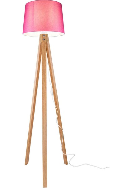 UltraNova Pembe Kumaş Lambader, Bambu Ayak, Şık ve Yüksek, Modern Tasarım