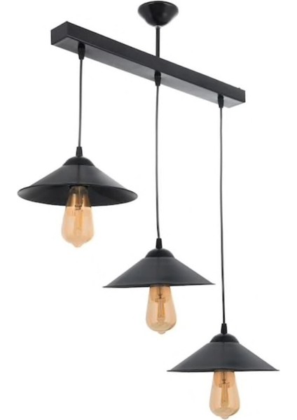 UltraNova Rustik metal sarkıt avize, modern tasarım, siyah renk, 60 cm taban genişliği