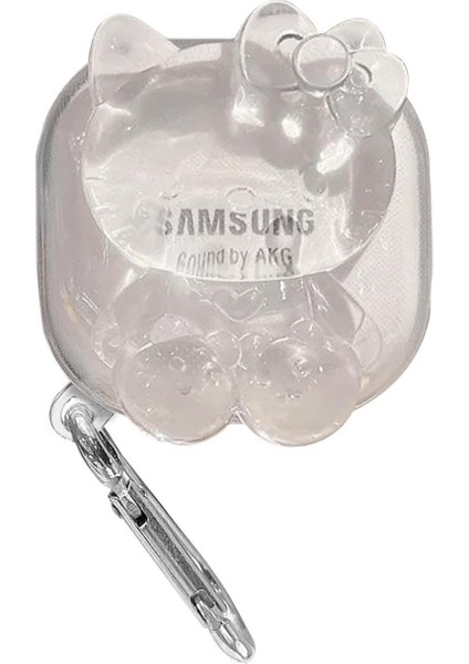 Samsung Galaxy Buds 2 Için Kılıf Cartoon Figürlü Silikon Crtn-Fgr-Hl-Kty-Clr [buds 2 ile Uyumlu Kılıf - Buzlu Şeffaf]
