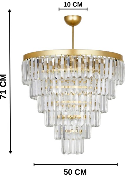 Nilsa Gold 50X50 Cm'lik Kristal Taşlı Lüks Avize - Yatak Odası - Salon - Mutfak - Hol modelleri