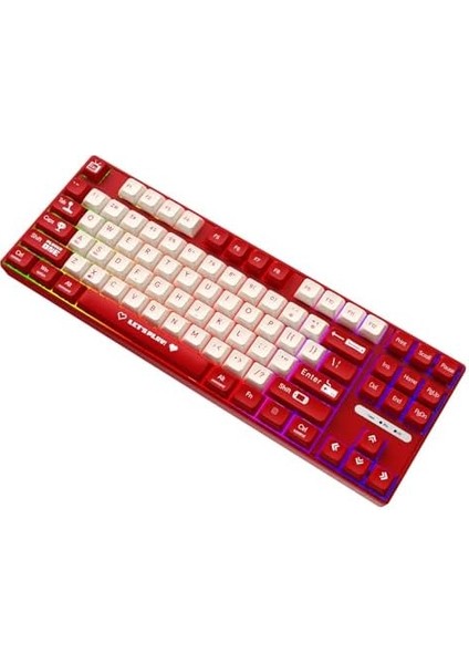 Ajazz AK870 Mc Kablolu Mekanik Oyun Klavyesi Kırmızı Klavye Brown Switch