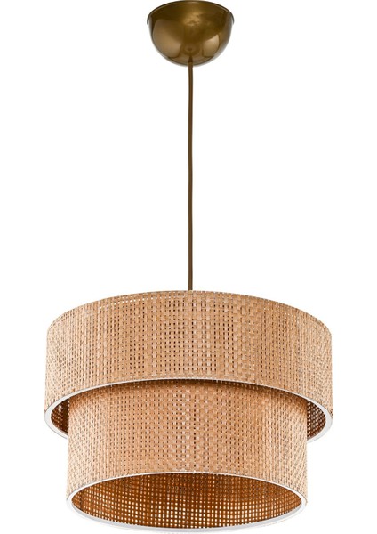 UltraNova Modern doğal rattan sarkıt avize, kahverengi, 25x30 cm, 1 ampüllü