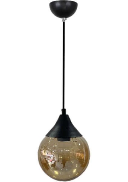 UltraNova Şık Siyah Cam Avize, Metal Gövde, 16x70 cm, Yatak Odası, Salon, Mutfak, Hol için ideal fiyatları