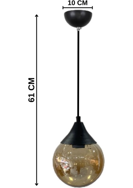 UltraNova Şık Siyah Cam Avize, Metal Gövde, 16x70 cm, Yatak Odası, Salon, Mutfak, Hol için ideal modelleri