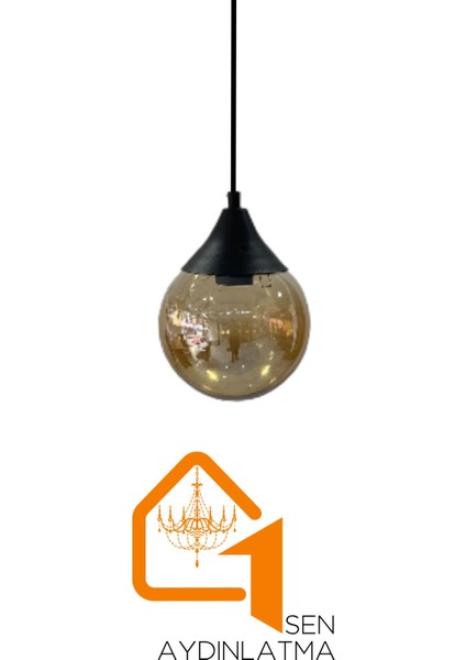 UltraNova Şık Siyah Cam Avize, Metal Gövde, 16x70 cm, Yatak Odası, Salon, Mutfak, Hol için ideal fırsatları