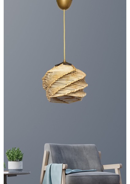 UltraNova El yapımı ahşap sarkıt lamba, doğal tasarım, 34x48 cm, tekli kullanım