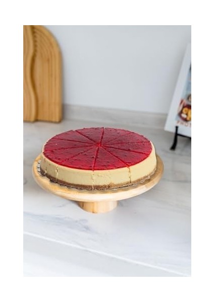 Bambu Yuvarlak Pasta ve Börek Sunumluk Standı -24 x 9,5 cm Doğal ve Şık Servis Tablası