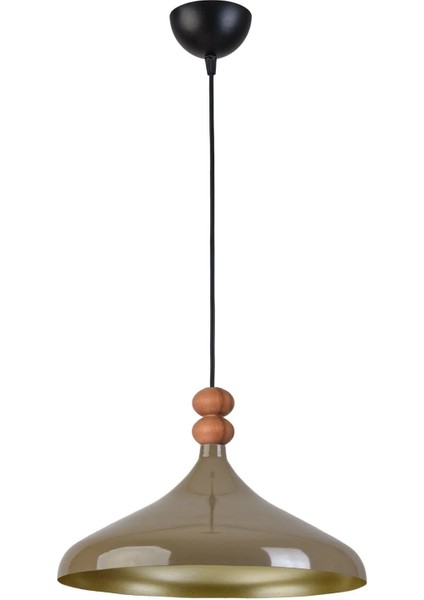 UltraNova Modern ahşap detaylı metal tekli avize, kahverengi, 35 cm, şık ve kullanışlı tasarım