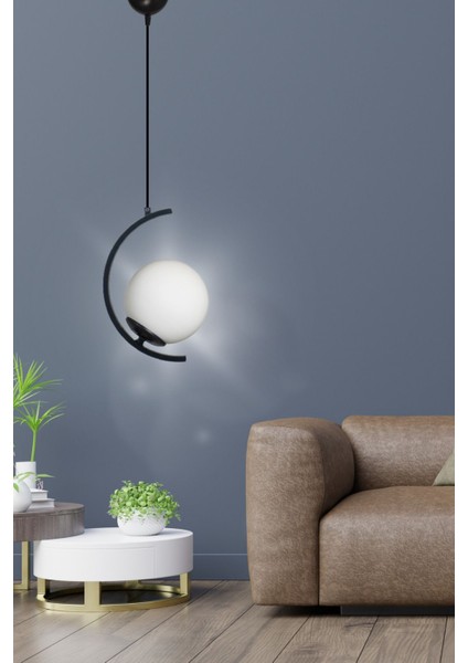 UltraNova Şık Beyaz Glop Camlı 1'li Avize, Yatak Odası, Salon, Mutfak ve Hol İçin Uygun