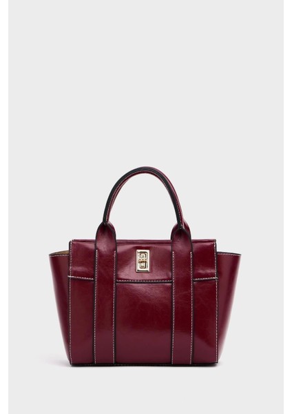 Kadın Mini Tote Çanta El ve Omuz Kullanımına Uygun Modern Gold Tokalı Tasarım