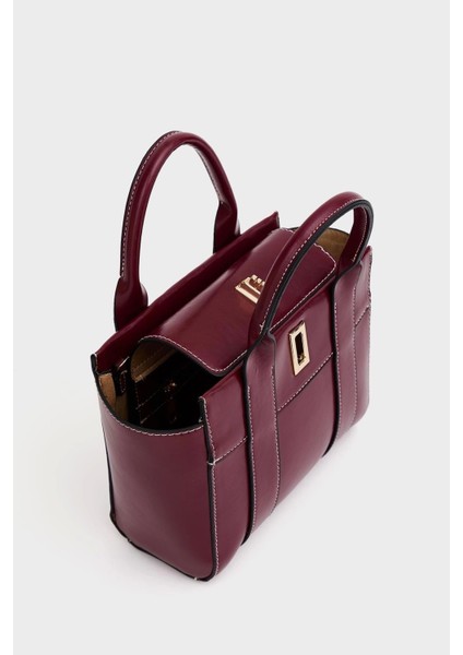 Kadın Mini Tote Çanta El ve Omuz Kullanımına Uygun Modern Gold Tokalı Tasarım