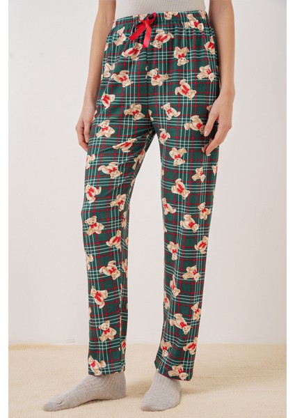 4323 Desenli Pijama Altı - Zümrüt Yeşili