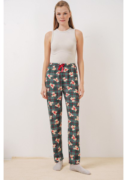 4323 Desenli Pijama Altı - Zümrüt Yeşili