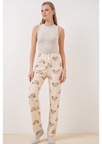 4323 Desenli Pijama Altı - Krem modelleri